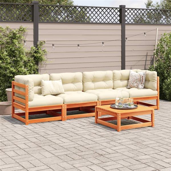 Grote foto vidaxl 5 delige loungeset massief grenenhout wasbruin tuin en terras tuinmeubelen