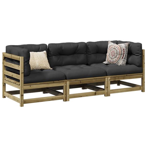 Grote foto vidaxl 3 delige loungeset met kussens ge mpregneerd grenenhout tuin en terras tuinmeubelen