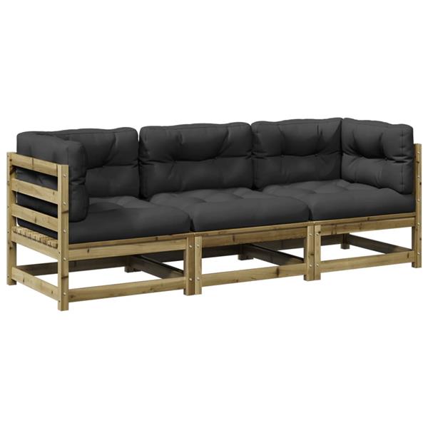 Grote foto vidaxl 3 delige loungeset met kussens ge mpregneerd grenenhout tuin en terras tuinmeubelen