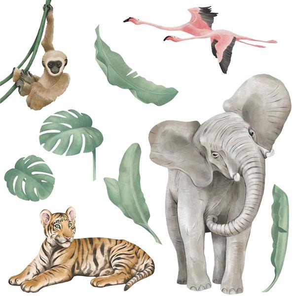 Grote foto muursticker safari animals i safari i kinderen en baby complete kinderkamers