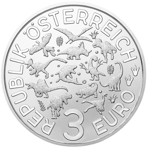 Grote foto oostenrijk 3 euro 2022 pachycephalosaurus verzamelen munten overige