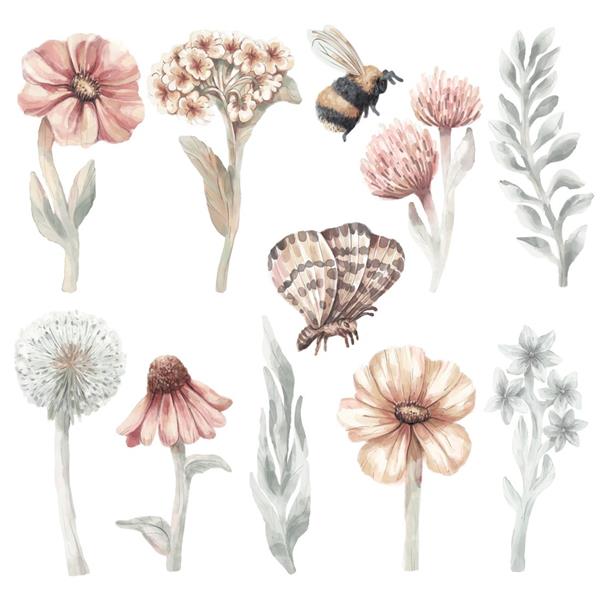 Grote foto muursticker wildflowers i wildflowers i kinderen en baby complete kinderkamers