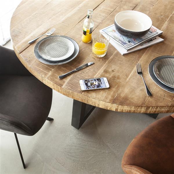 Grote foto mangohouten eettafel met metalen poot twee afmetingen huis en inrichting eettafels