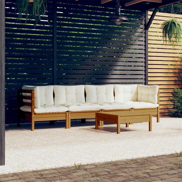 Grote foto vidaxl 5 delige loungeset met kussens massief grenenhout tuin en terras tuinmeubelen