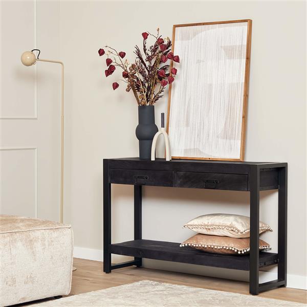 Grote foto zwarte sidetable britt black 120 cm huis en inrichting eettafels