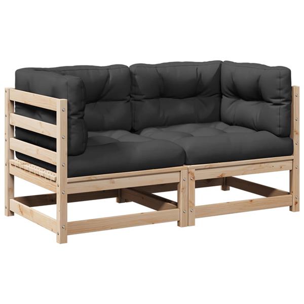 Grote foto vidaxl 2 delige loungeset met kussens massief grenenhout tuin en terras tuinmeubelen