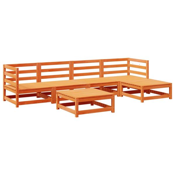 Grote foto vidaxl 6 delige loungeset massief grenenhout wasbruin tuin en terras tuinmeubelen