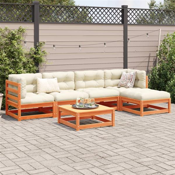 Grote foto vidaxl 6 delige loungeset massief grenenhout wasbruin tuin en terras tuinmeubelen