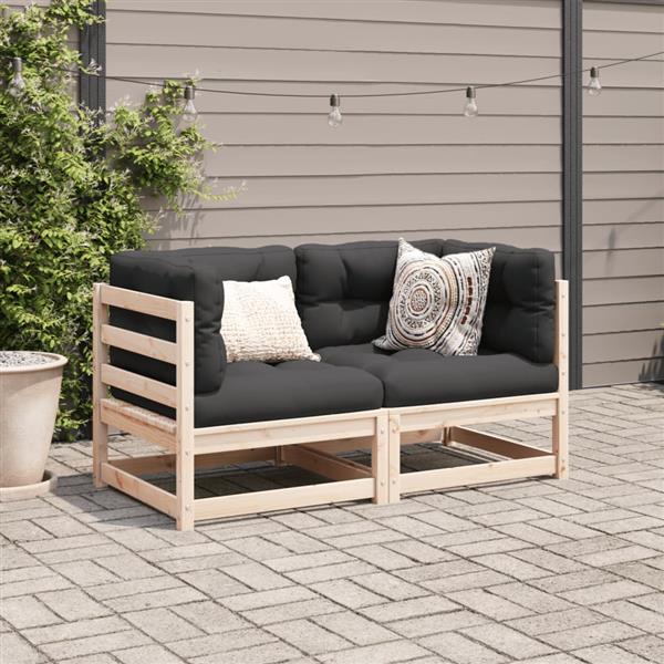 Grote foto vidaxl 2 delige loungeset met kussens massief grenenhout tuin en terras tuinmeubelen