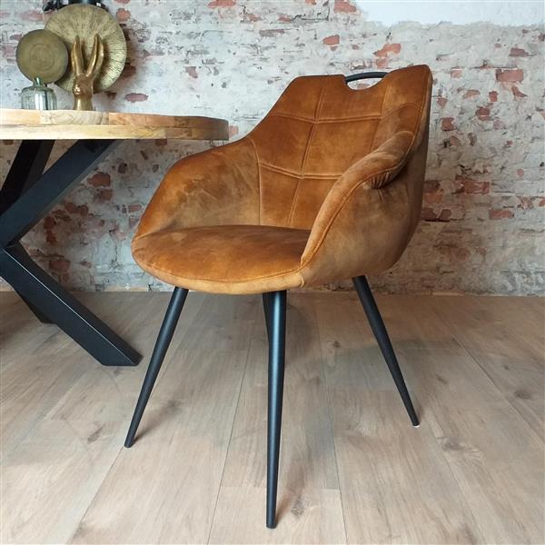 Grote foto eetkamerstoel anne cognac velvet huis en inrichting stoelen