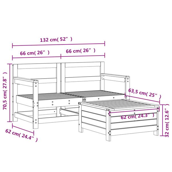 Grote foto vidaxl 3 delige loungeset ge mpregneerd grenenhout tuin en terras tuinmeubelen