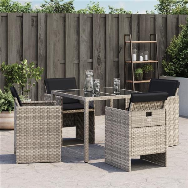 Grote foto vidaxl tuinstoelen 4 st met kussens poly rattan lichtgrijs tuin en terras tuinmeubelen