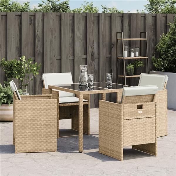 Grote foto vidaxl tuinstoelen 4 st met kussens poly rattan beige tuin en terras tuinmeubelen