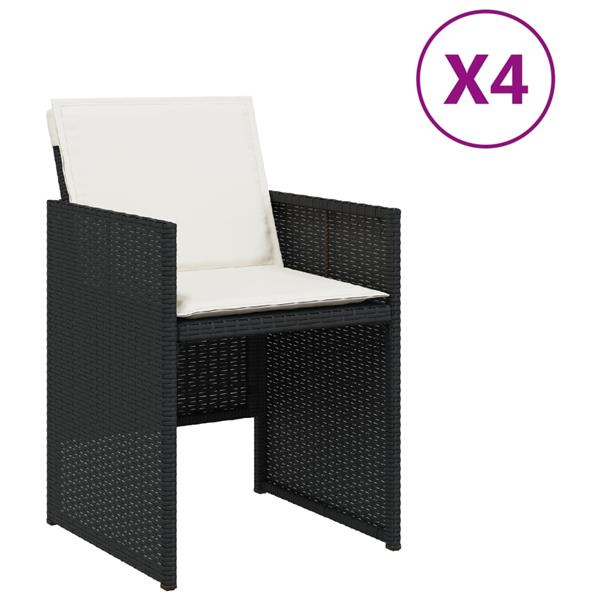 Grote foto vidaxl tuinstoelen 4 st met kussens poly rattan zwart tuin en terras tuinmeubelen