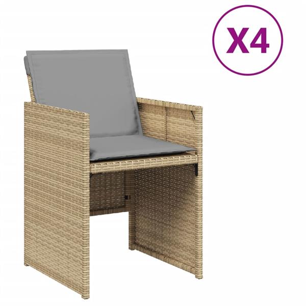 Grote foto vidaxl tuinstoelen 4 st met kussens poly rattan gemengd beige tuin en terras tuinmeubelen