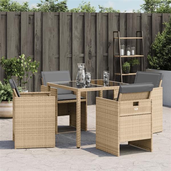 Grote foto vidaxl tuinstoelen 4 st met kussens poly rattan gemengd beige tuin en terras tuinmeubelen