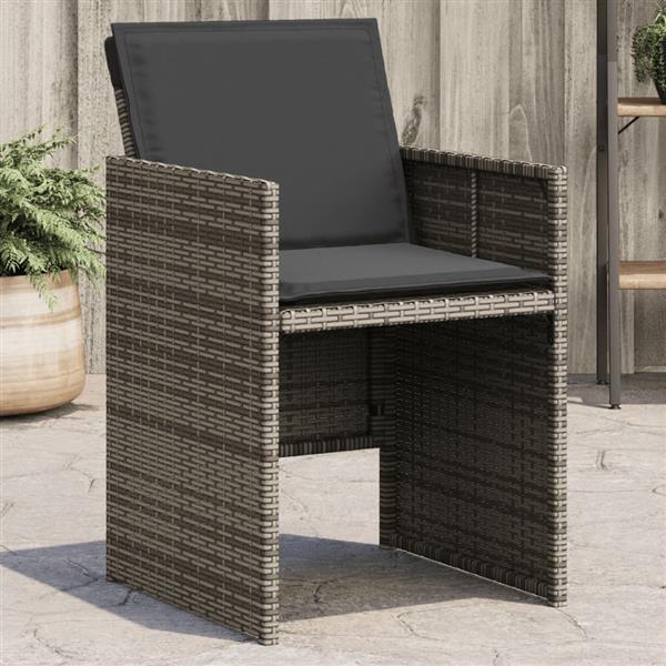 Grote foto vidaxl tuinstoelen 4 st met kussens poly rattan grijs tuin en terras tuinmeubelen