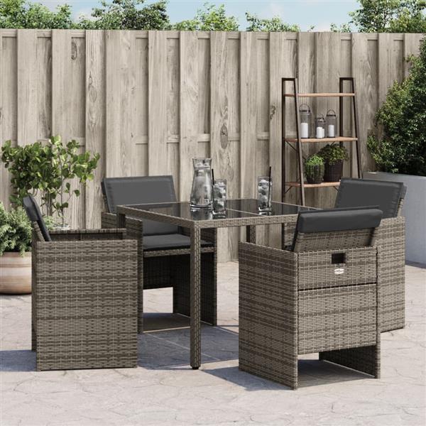 Grote foto vidaxl tuinstoelen 4 st met kussens poly rattan grijs tuin en terras tuinmeubelen