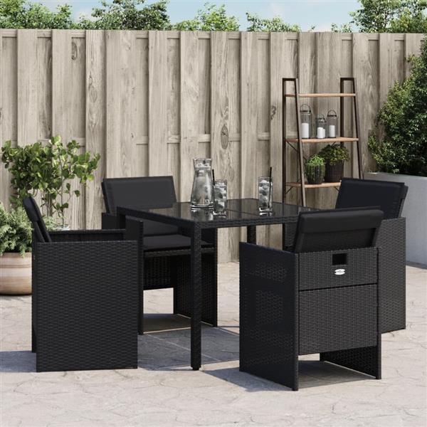 Grote foto vidaxl tuinstoelen 4 st met kussens poly rattan zwart tuin en terras tuinmeubelen