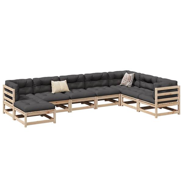 Grote foto vidaxl 8 delige loungeset massief grenenhout tuin en terras tuinmeubelen