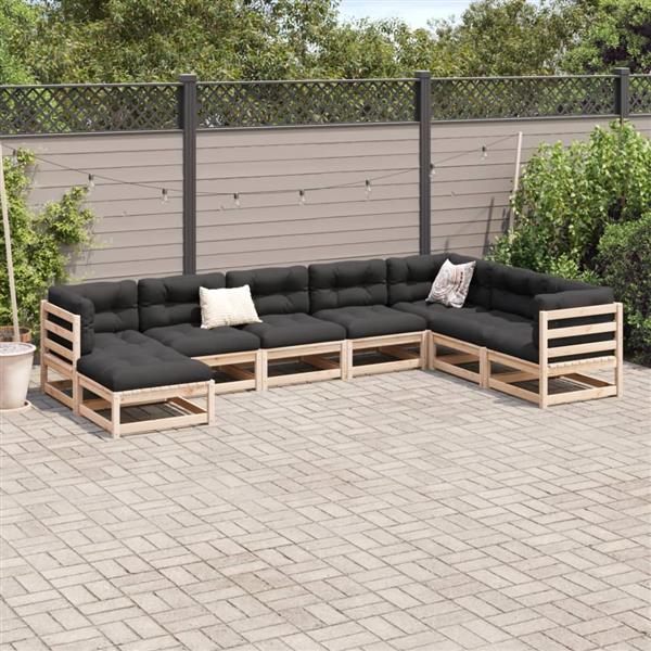 Grote foto vidaxl 8 delige loungeset massief grenenhout tuin en terras tuinmeubelen
