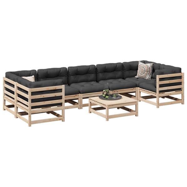 Grote foto vidaxl 8 delige loungeset massief grenenhout tuin en terras tuinmeubelen