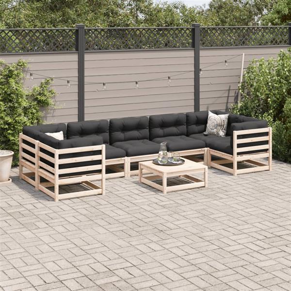 Grote foto vidaxl 8 delige loungeset massief grenenhout tuin en terras tuinmeubelen