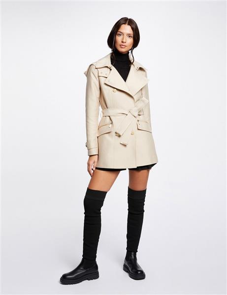 Grote foto waisted belted trenchcoat with hood 241 gladia beige kleding dames jassen zomer