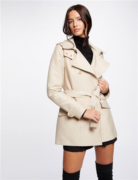 Grote foto waisted belted trenchcoat with hood 241 gladia beige kleding dames jassen zomer