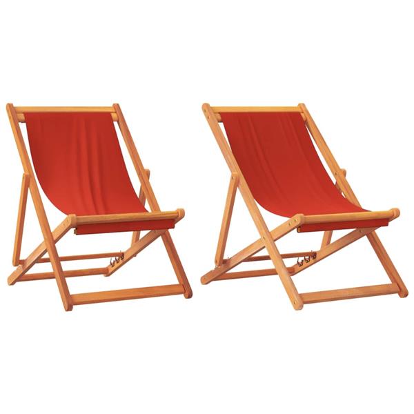 Grote foto vidaxl strandstoelen 2 st inklapbaar stof rood tuin en terras tuinmeubelen