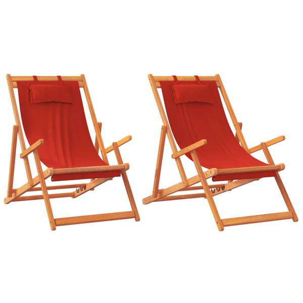Grote foto vidaxl strandstoelen 2 st inklapbaar stof rood tuin en terras tuinmeubelen