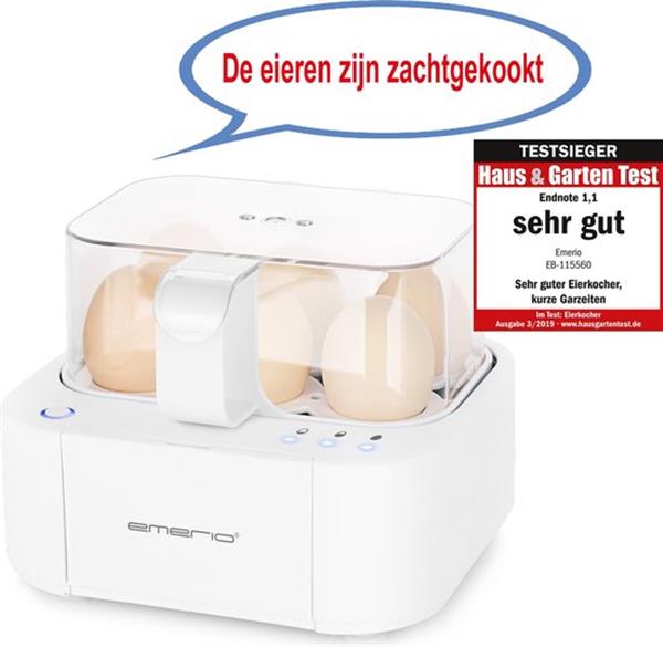Grote foto emerio eb 115560 smart eierkoker nederlandstalig capaciteit voor 6 eieren opbergruimte voor ma huis en inrichting keukenbenodigdheden