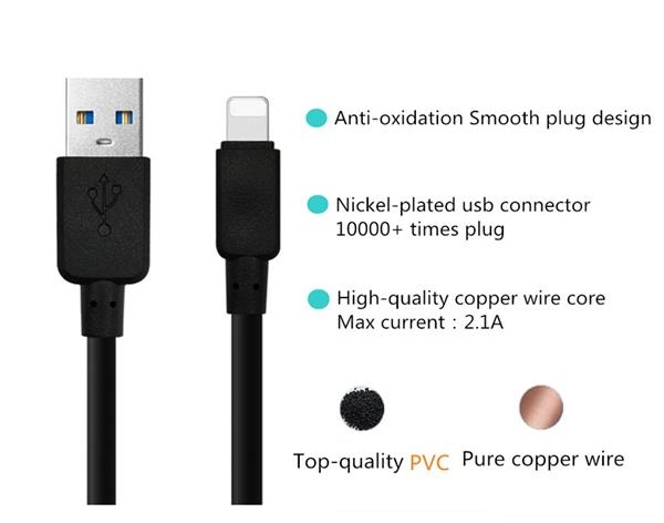 Grote foto olesit k107 lightning kabel 1.5 meter fast charge lader 2.1a high speed laadsnoer oplaadkabel zwar telecommunicatie opladers en autoladers
