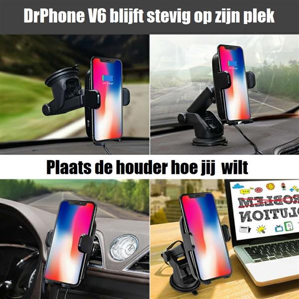 Grote foto drphone x10 architect ultimate carkit luxe draadloze autohouder set automatische infrarood slu telecommunicatie opladers en autoladers