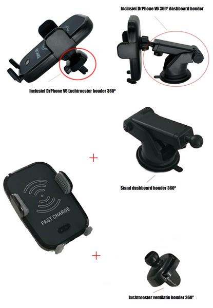 Grote foto drphone x10 architect ultimate carkit luxe draadloze autohouder set automatische infrarood slu telecommunicatie opladers en autoladers