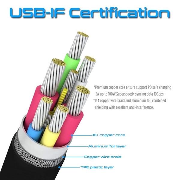 Grote foto drphone titan4 usb c naar usb c kabel usb c 3.2 gen 2 4k uhd 20gbps data 20v 5a 100w pd snel l telecommunicatie opladers en autoladers