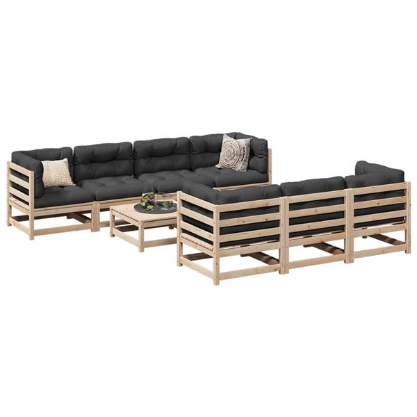 Grote foto vidaxl 8 delige loungeset massief grenenhout tuin en terras tuinmeubelen