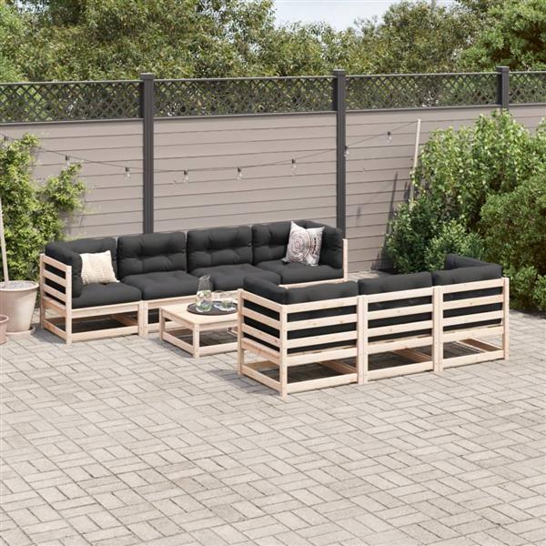 Grote foto vidaxl 8 delige loungeset massief grenenhout tuin en terras tuinmeubelen
