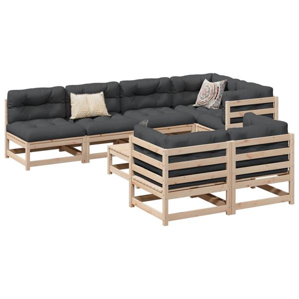 Grote foto vidaxl 8 delige loungeset massief grenenhout tuin en terras tuinmeubelen