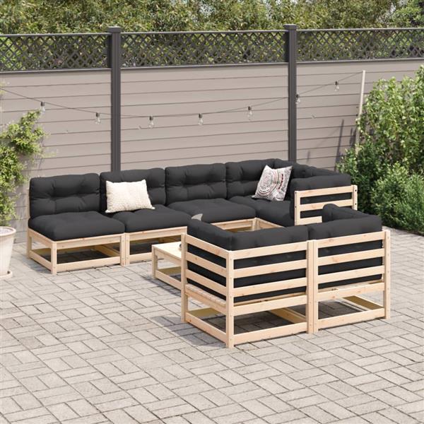 Grote foto vidaxl 8 delige loungeset massief grenenhout tuin en terras tuinmeubelen
