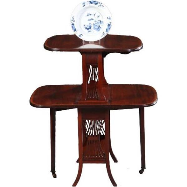 Grote foto engelse salontafel dubbele sutherland table ca 1900 mahonie satijn en palmhout no.711612 antiek en kunst stoelen en banken