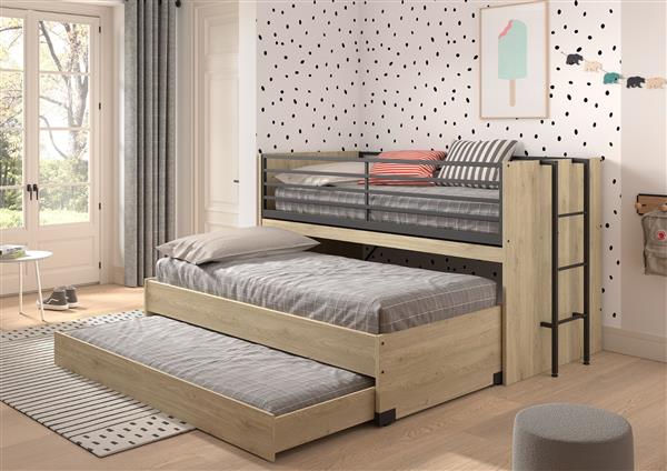 Grote foto sam halfhoogslaper met bureau logeerbed en lade eikenkleur vipack kinderen en baby complete kinderkamers