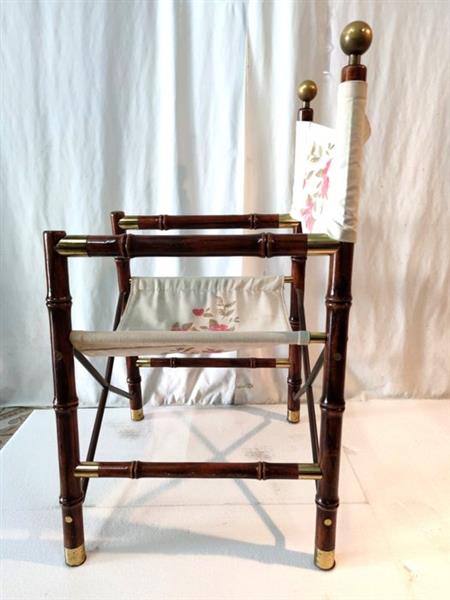 Grote foto fauteuil safari bamboe messing regisseursstoel model safari antiek en kunst curiosa en brocante