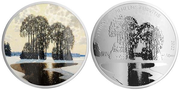 Grote foto letland 5 euro 2022 vilhelms purvitis verzamelen munten overige