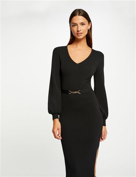 Grote foto fitted maxi jumper dress with ornament 232 rmmrosa black kleding dames jurken en rokken