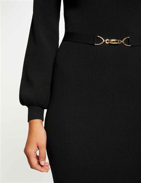 Grote foto fitted maxi jumper dress with ornament 232 rmmrosa black kleding dames jurken en rokken