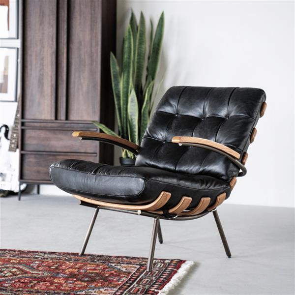 Grote foto fauteuil bastiaan zwart java leder huis en inrichting stoelen