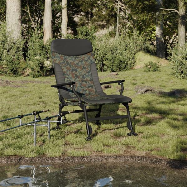 Grote foto vidaxl visstoel met armleuning inklapbaar camouflage tuin en terras tuinmeubelen