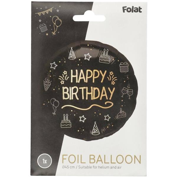 Grote foto happy birthday helium ballon zwart goud leeg 45cm verzamelen overige verzamelingen