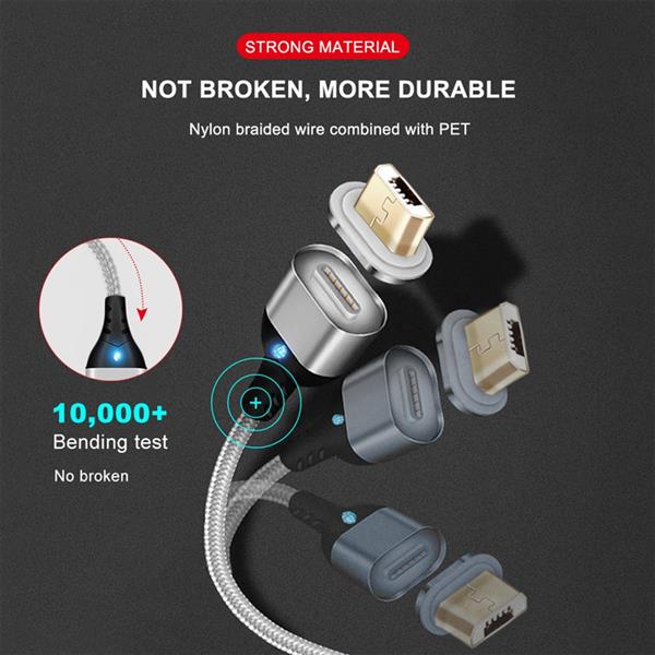 Grote foto drphone echo series 2 meter zilver magnetische iphone ipad lightning kabel quick charge 3.0 telecommunicatie opladers en autoladers